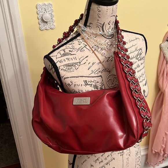 VTG *ROCKSTUD* Wide Vegan Patent Style Strap Handbag ROCKER 90’s Y2K 80’s - Picture 1 of 16